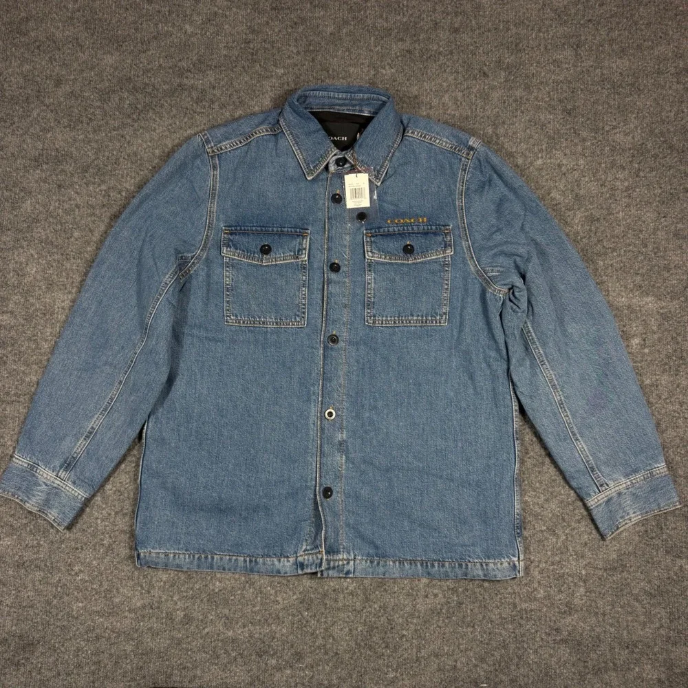 Coach Denim Overshirt Quilted Lining Mens S Medium Indigo Cotton Jacket NWT $550